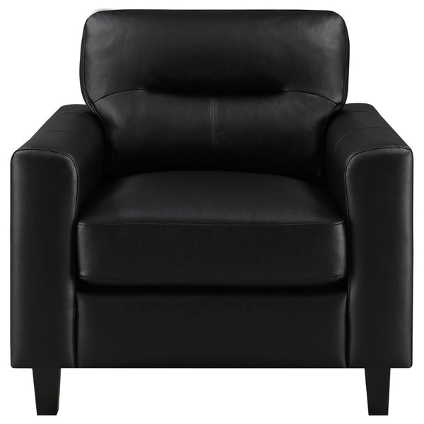 English Elm Remington Leatherette 3 Piece Living Room Sofa Set with Tailored Track Arms Black B062S02318