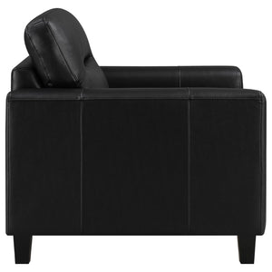 English Elm Remington Leatherette 3 Piece Living Room Sofa Set with Tailored Track Arms Black B062S02318