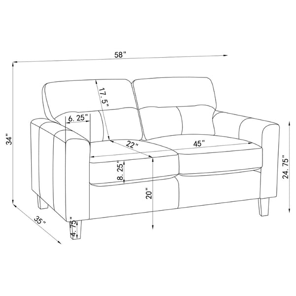 English Elm Remington Leatherette 3 Piece Living Room Sofa Set with Tailored Track Arms Black B062S02318