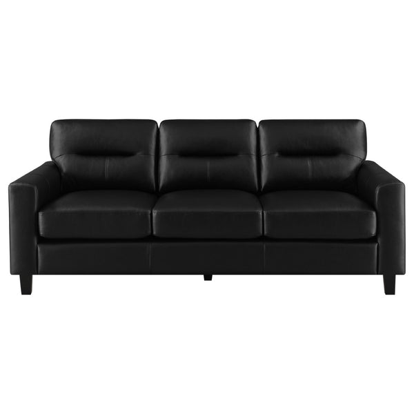 English Elm Remington Leatherette 3 Piece Living Room Sofa Set with Tailored Track Arms Black B062S02318