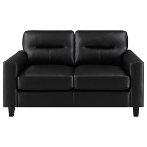 English Elm Remington Leatherette 3 Piece Living Room Sofa Set with Tailored Track Arms Black B062S02318