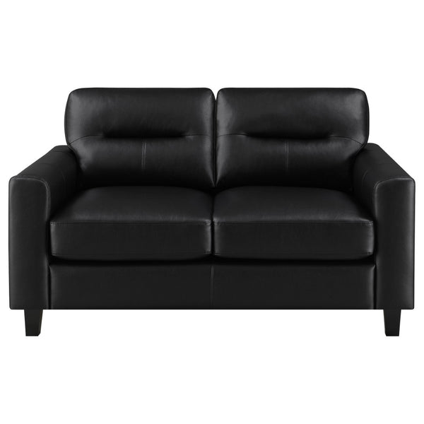 English Elm Remington Leatherette 3 Piece Living Room Sofa Set with Tailored Track Arms Black B062S02318