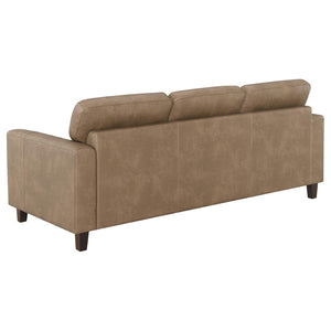 English Elm Remington Matte Leatherette Sofa and Loveseat Set with Track Arms for Modern Living Brown B062S02319