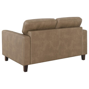 English Elm Remington Leatherette 3 Piece Living Room Sofa Set with Tailored Track Arms Brown B062S02320
