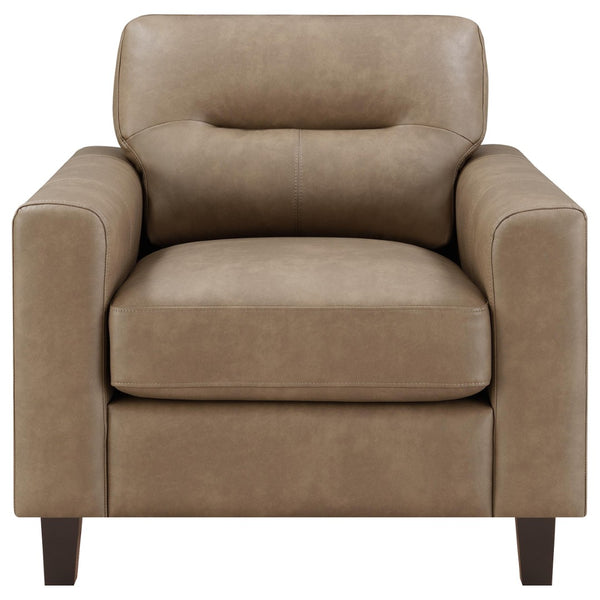 English Elm Remington Leatherette 3 Piece Living Room Sofa Set with Tailored Track Arms Brown B062S02320