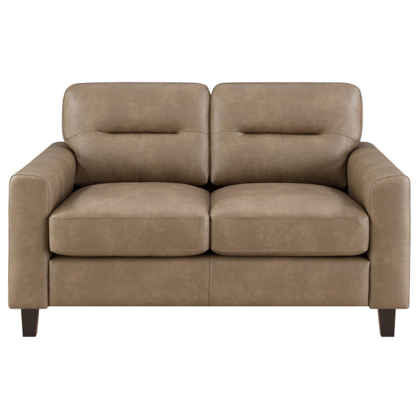 English Elm Remington Leatherette 3 Piece Living Room Sofa Set with Tailored Track Arms Brown B062S02320