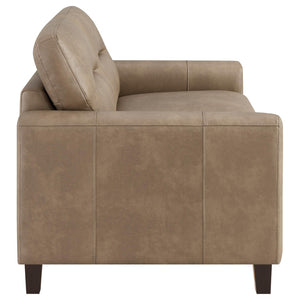 English Elm Remington Leatherette 3 Piece Living Room Sofa Set with Tailored Track Arms Brown B062S02320