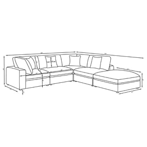 English Elm Dulcy Five Piece Modular Sectional with Linen Blend Fabric for Open Living Spaces B062S02321