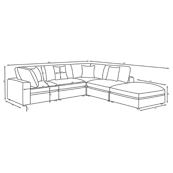 English Elm Dulcy Five Piece Modular Sectional with Linen Blend Fabric for Open Living Spaces B062S02321