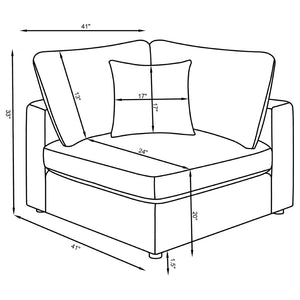 English Elm Dulcy Five Piece Modular Sectional with Linen Blend Fabric for Open Living Spaces B062S02321