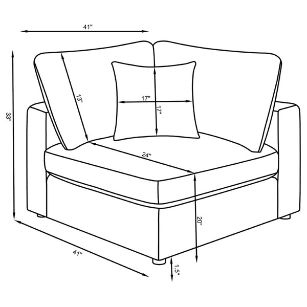 English Elm Dulcy Five Piece Modular Sectional with Linen Blend Fabric for Open Living Spaces B062S02321