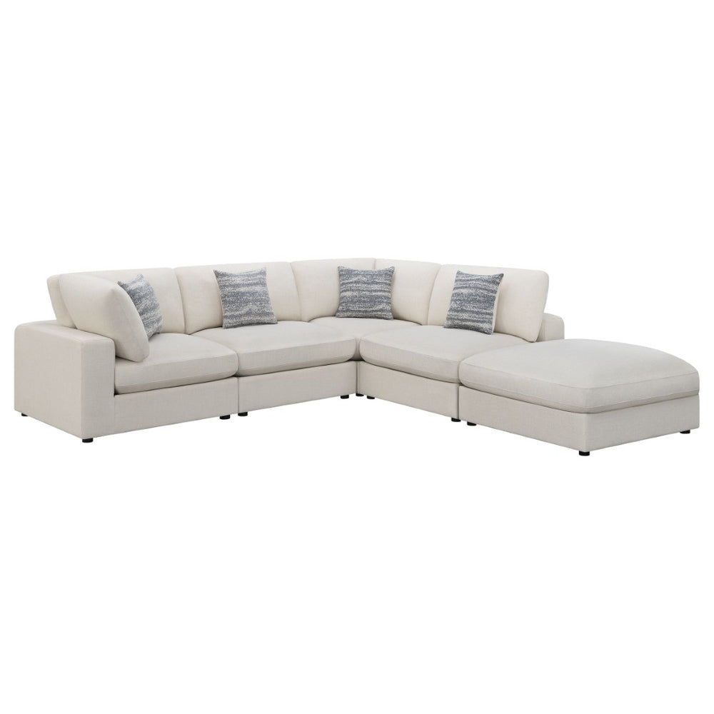 English Elm Dulcy Five Piece Modular Sectional with Linen Blend Fabric for Open Living Spaces B062S02321