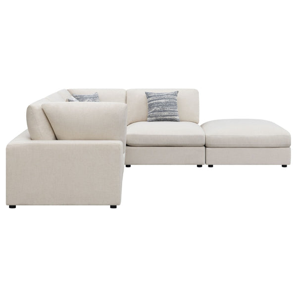 English Elm Dulcy Five Piece Modular Sectional with Linen Blend Fabric for Open Living Spaces B062S02321
