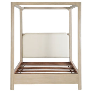 English Elm Flores Arched Canopy Eastern King Bed Weathered Mango Wood with Upholstered Headboard B062S02324