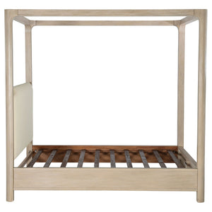 English Elm Flores Arched Canopy Eastern King Bed Weathered Mango Wood with Upholstered Headboard B062S02324