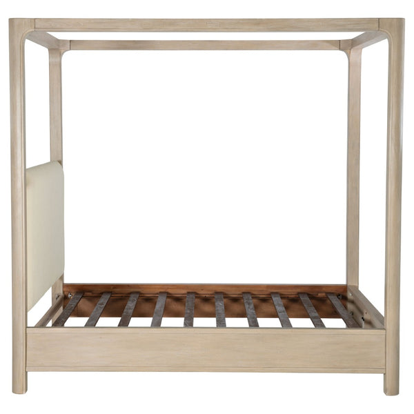 English Elm Flores Arched Canopy Eastern King Bed Weathered Mango Wood with Upholstered Headboard B062S02324
