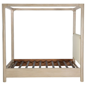English Elm Flores Arched Canopy Eastern King Bed Weathered Mango Wood with Upholstered Headboard B062S02324