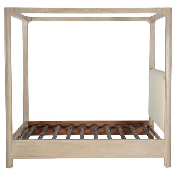 English Elm Flores Arched Canopy Eastern King Bed Weathered Mango Wood with Upholstered Headboard B062S02324