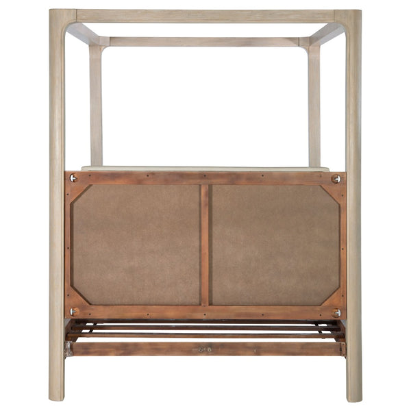 English Elm Flores Arched Canopy Eastern King Bed Weathered Mango Wood with Upholstered Headboard B062S02324