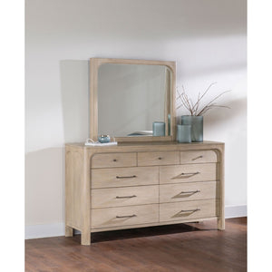 English Elm Flores Mango Veneer Nine Drawer Dresser with Mirror Modern Farmhouse Bedroom Set B062S02325