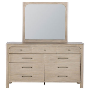English Elm Flores Mango Veneer Nine Drawer Dresser with Mirror Modern Farmhouse Bedroom Set B062S02325