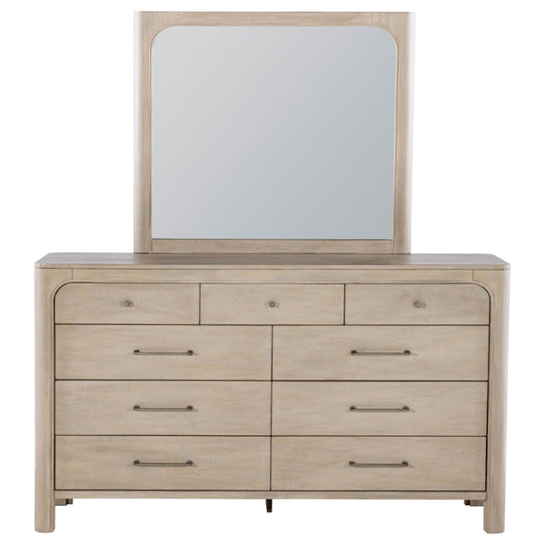 English Elm Flores Mango Veneer Nine Drawer Dresser with Mirror Modern Farmhouse Bedroom Set B062S02325