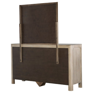 English Elm Flores Mango Veneer Nine Drawer Dresser with Mirror Modern Farmhouse Bedroom Set B062S02325