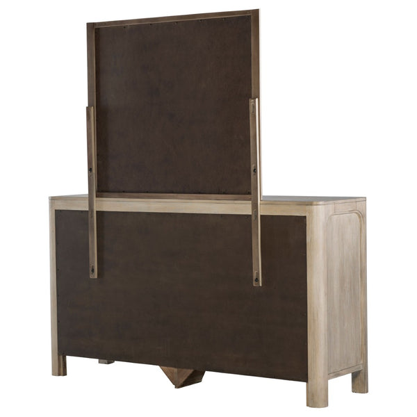 English Elm Flores Mango Veneer Nine Drawer Dresser with Mirror Modern Farmhouse Bedroom Set B062S02325