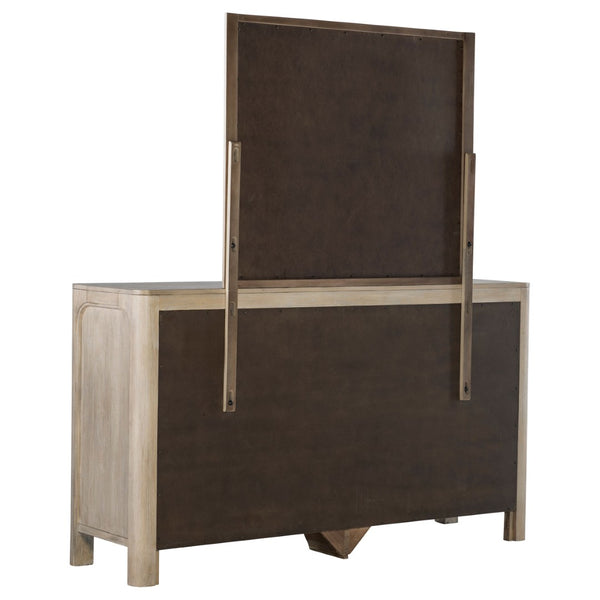 English Elm Flores Mango Veneer Nine Drawer Dresser with Mirror Modern Farmhouse Bedroom Set B062S02325