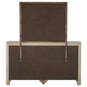English Elm Flores Mango Veneer Nine Drawer Dresser with Mirror Modern Farmhouse Bedroom Set B062S02325