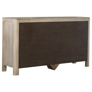 English Elm Flores Canopy King Bedroom Set Mango Wood Frame with Upholstered Beige Headboard B062S02326