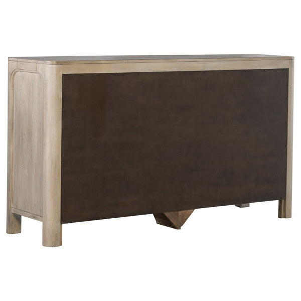 English Elm Flores Canopy King Bedroom Set Mango Wood Frame with Upholstered Beige Headboard B062S02326