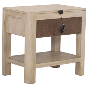 English Elm Flores Canopy King Bedroom Set Mango Wood Frame with Upholstered Beige Headboard B062S02326