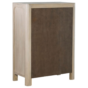English Elm Flores Solid Wood Canopy King Bedroom Set with Upholstered Headboard Warm Grain B062S02327
