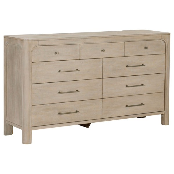 English Elm Flores Solid Wood Canopy King Bedroom Set with Upholstered Headboard Warm Grain B062S02327