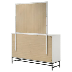 English Elm Taraval Six Drawer Dresser with Mirror White Laminate Black Contrast Bedroom Set B062S02329