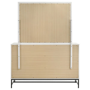 English Elm Taraval Six Drawer Dresser with Mirror White Laminate Black Contrast Bedroom Set B062S02329