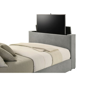 English Elm Yates Velvet Queen Panel Bed with Motorized Tv Lift and Diamond Tufted Headboard B062S02334