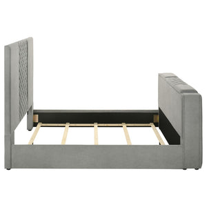 English Elm Yates Velvet Queen Panel Bed with Motorized Tv Lift and Diamond Tufted Headboard B062S02334