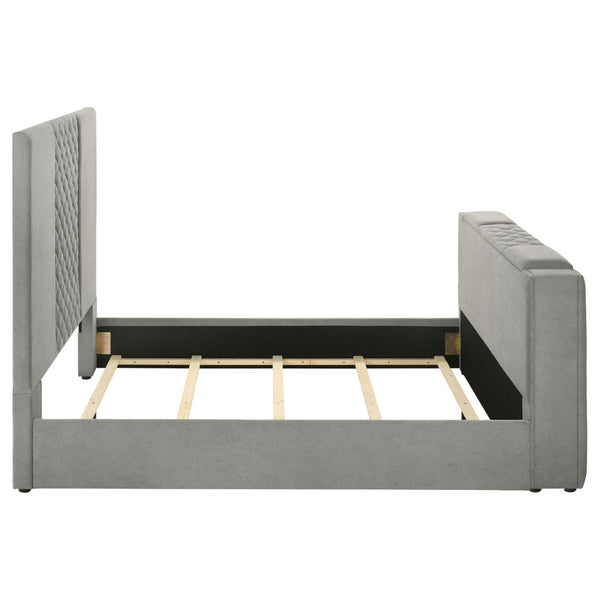 English Elm Yates Velvet Queen Panel Bed with Motorized Tv Lift and Diamond Tufted Headboard B062S02334