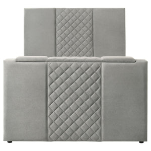 English Elm Yates Velvet Queen Panel Bed with Motorized Tv Lift and Diamond Tufted Headboard B062S02334
