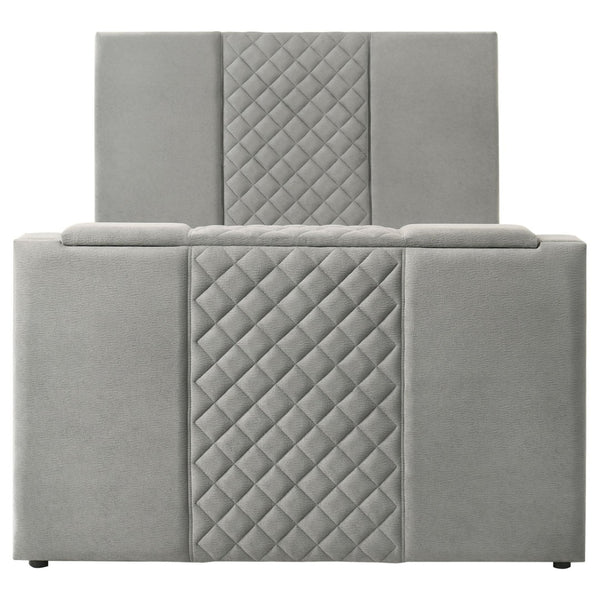 English Elm Yates Velvet Queen Panel Bed with Motorized Tv Lift and Diamond Tufted Headboard B062S02334