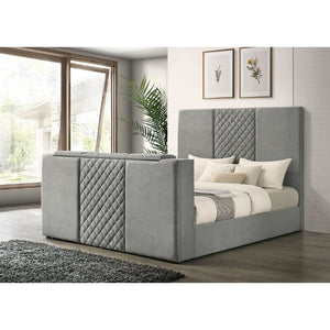 English Elm Yates Velvet Eastern King Upholstered Bed with Motorized Tv Lift and Tufted Headboard B062S02335