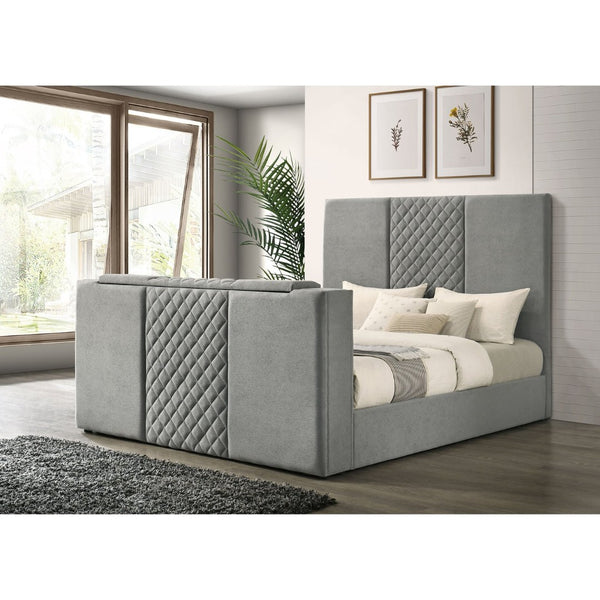 English Elm Yates Velvet Eastern King Upholstered Bed with Motorized Tv Lift and Tufted Headboard B062S02335