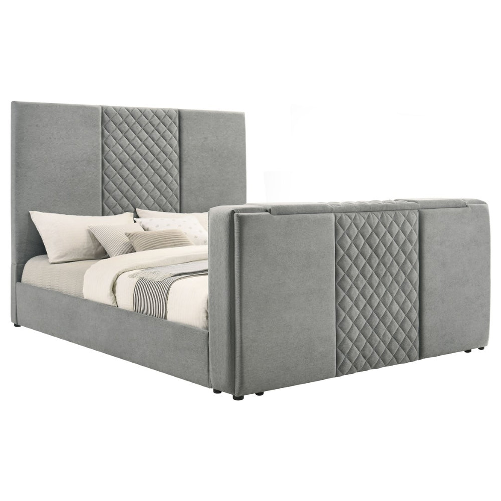 English Elm Yates Velvet Eastern King Upholstered Bed with Motorized Tv Lift and Tufted Headboard B062S02335