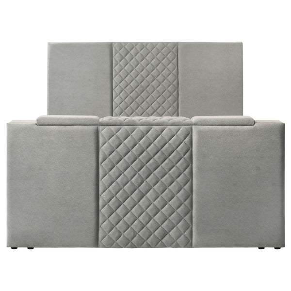 English Elm Yates Velvet Eastern King Upholstered Bed with Motorized Tv Lift and Tufted Headboard B062S02335