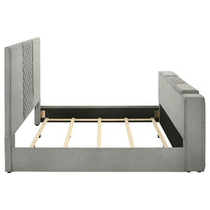English Elm Yates Velvet Eastern King Upholstered Bed with Motorized Tv Lift and Tufted Headboard B062S02335