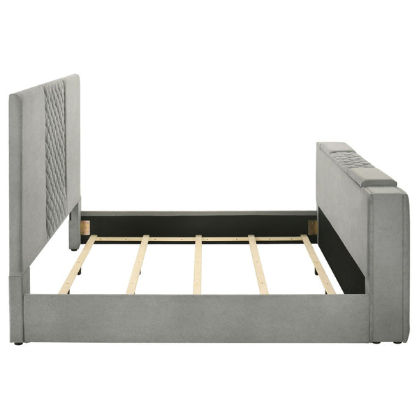 English Elm Yates Velvet Eastern King Upholstered Bed with Motorized Tv Lift and Tufted Headboard B062S02335