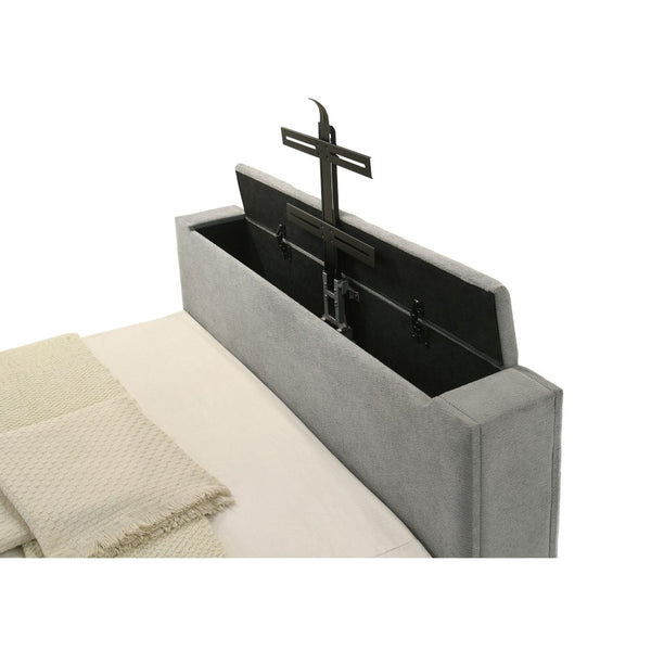 English Elm Yates Velvet Eastern King Upholstered Bed with Motorized Tv Lift and Tufted Headboard B062S02335