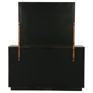 English Elm Moraga Fluted Ash Brown Dresser with Beveled Mirror Six Drawer Bedroom Focal B062S02336